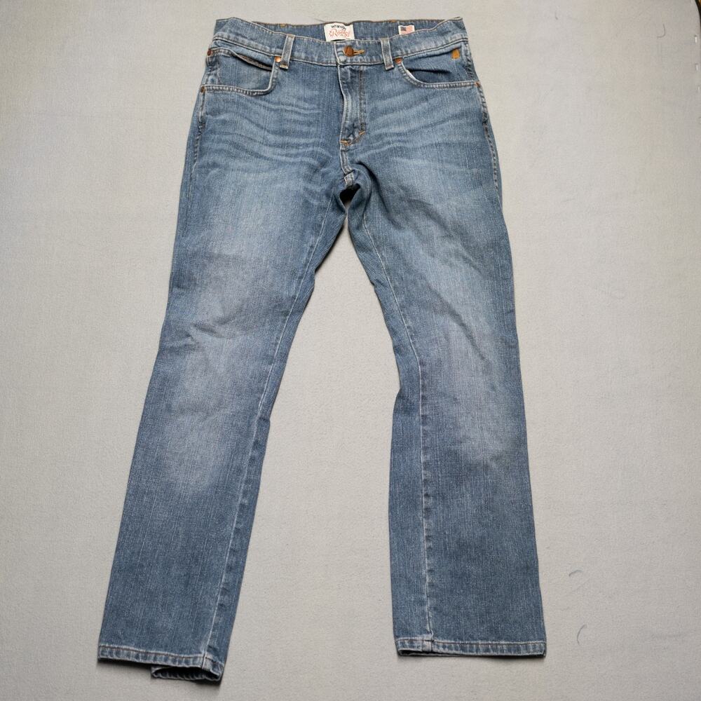 Wrangler Rooted Collection Jeans Mens 32x32 Made In USA 100% Cotton Straight Leg